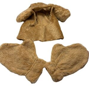 Brown Dog Fur Mask Headpiece And Paws,  Costume Set Adult One Size Hand Made USA